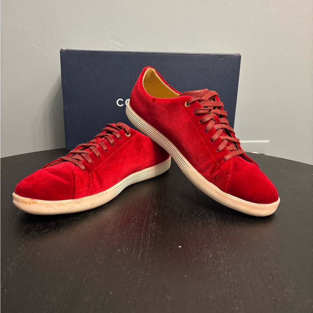 Cole Haan Women’s Vibrant Red Velvet Sneakers Size 10